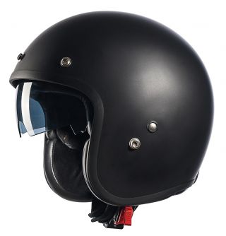 Glx Vintage Cruiser 3/4 Open Face Scooter Motorcycle Helmet Black Dot,  2 Visors