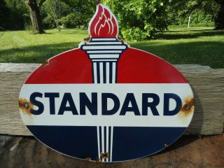 Vintage Standard Oil & Gas Porcelain Gas Pump Sign