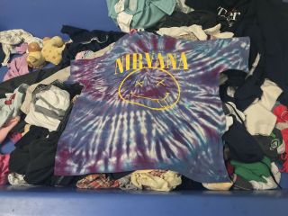 Vintage Rare Nirvana Smiley 90s Tour T - Shirt Rock Tie Dye Cobain Single Stitch