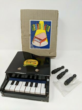 Vintage Marjay Miniature Wooden Black Grand Piano1960 Toy W/box