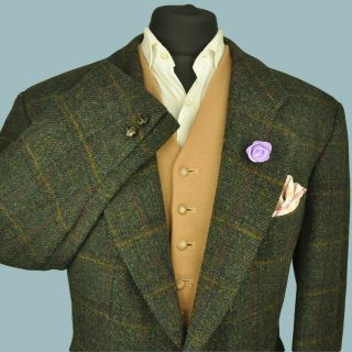 Vtg Harris Tweed Tailored Country Hacking Jacket 46 " Short 127 Item