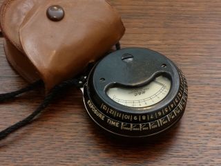 Unusual Vintage Gec Exposure Meter,  Boxed,  With Makers Leather Case,  C1950.