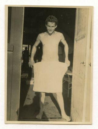 18 Vintage Photo Happy Underwear Towel Buddy Boy Soldier Man Smile Snapshot Gay