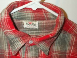 Vintage 1940 ' s King Kole Sanforized gusseted cotton shadow flannel shirt - XXL 4