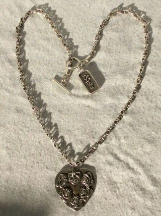 Vintage Margaret Sullivan Artisan Sterling Silver Heart Pendant Necklace 37.  8 G