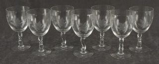 Vintage Fostoria Sylvan Pattern Maple Leaf 7pc Water Goblets Stem 6060 1955 - 1965