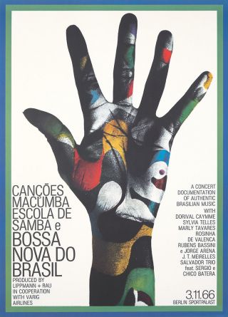 Vintage Poster Gunther Kieser Bossa Nova Hands Music Latin America 60s