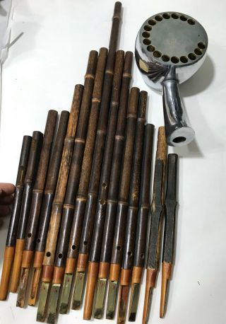 Vtg Japanese Gagaku Sho Wooden Bamboo Flute Bagpipe Wind Court Instrument