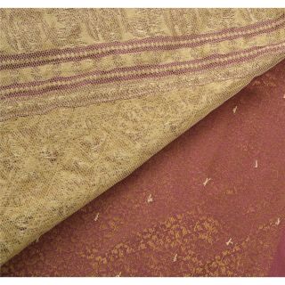 Sanskriti Vintage Mauve Heavy Saree Pure Satin Silk Hand Beads Woven Fabric Sari 6