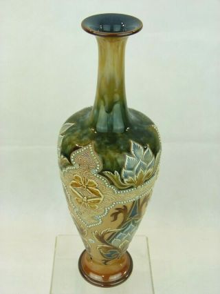 A Tall & Rare Doulton Lambeth Victorian Vase w/ Butterflies by Eliza Simmance.  2 3