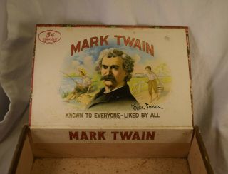 Tl - 002 Vintage Mark Twain 5 Cent Cigar Box 9x5.  75x2.  5 - Inches