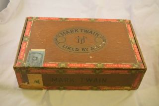 TL - 002 Vintage Mark Twain 5 Cent Cigar Box 9x5.  75x2.  5 - inches 4