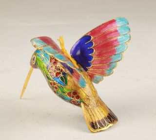 Unique China Cloisonne Enamel Statue Pendant Handmade Hummingbird Mascot