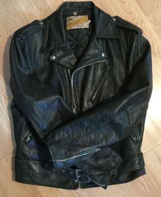 Vintage 1960’s Perfecto Schott Black Motorcycle Leather Jacket Men 