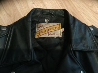 Vintage 1960’s Perfecto Schott Black Motorcycle Leather Jacket Men ' s Size 40 2