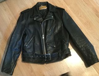 Vintage 1960’s Perfecto Schott Black Motorcycle Leather Jacket Men ' s Size 40 4