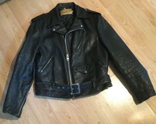 Vintage 1960’s Perfecto Schott Black Motorcycle Leather Jacket Men ' s Size 40 5