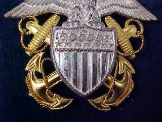 Orig WW2 USN Officers Cap Eagle United States Navy 3