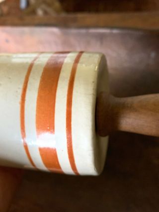 Antique Stoneware Rolling Pin D.  S.  WARD “QUEENSWARE & STONEWARE”GRANITEWARE IA? 8