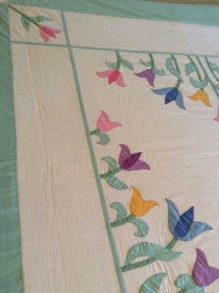 Vintage Home Needlecraft Creations Floral Appliqué Quilt Top Made From A Kit 5