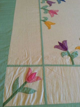 Vintage Home Needlecraft Creations Floral Appliqué Quilt Top Made From A Kit 6