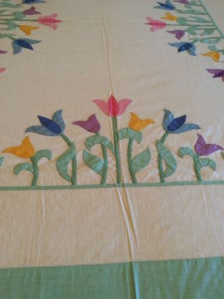 Vintage Home Needlecraft Creations Floral Appliqué Quilt Top Made From A Kit 7