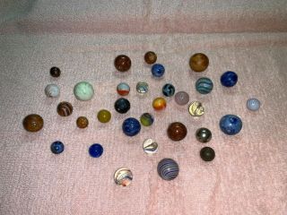 Vintage Clay,  Glass And Steel Marbles
