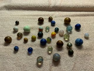 Vintage Clay,  Glass and Steel Marbles 2