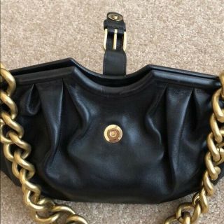 Jimmy Choo Matte Black Leather Antique Gold Chain Handbag Bag Purse GORGEOUS 3