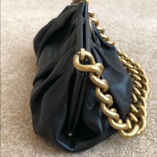 Jimmy Choo Matte Black Leather Antique Gold Chain Handbag Bag Purse GORGEOUS 6