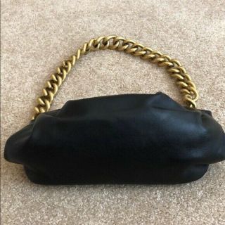 Jimmy Choo Matte Black Leather Antique Gold Chain Handbag Bag Purse GORGEOUS 7