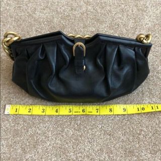 Jimmy Choo Matte Black Leather Antique Gold Chain Handbag Bag Purse GORGEOUS 8