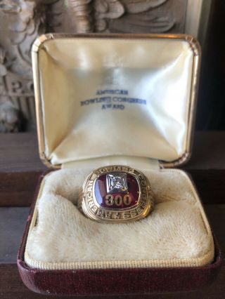 Vintage Abc 300 American Bowling Congress Game Diamond Ruby Ring 10k