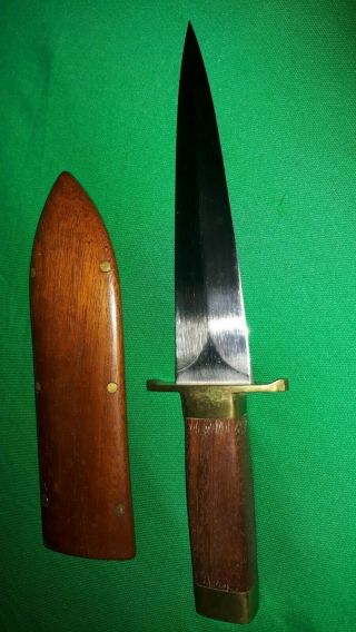 Vintage Cva Boot Knife Spain 7 " Blade W/ Wood Sheath 24 Hour