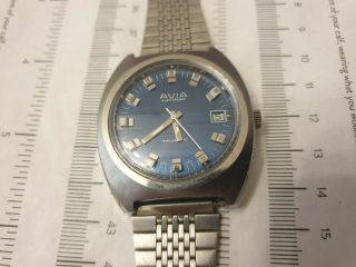 Vintage Swiss Made Gents Avia Swissonic Date Bracelet Watch