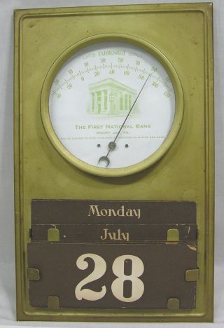 Vtg First National Bank Mt Joy Pa Thermometer Calendar Combo W Changeable Cards