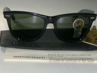 Vintage Bausch & Lomb Ray Ban L1724 Black Ebony G15 Wayfarer Ii Sunglasses