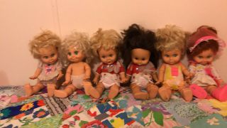 6 Vintage Baby Face Galoob Dolls 13 " Clothes Shoes Diapers 1990