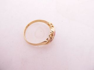 18ct gold rose cut diamond & ruby art deco ring,  Chester JH,  18k 750 2