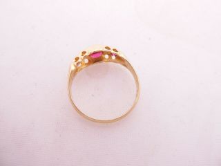 18ct gold rose cut diamond & ruby art deco ring,  Chester JH,  18k 750 3