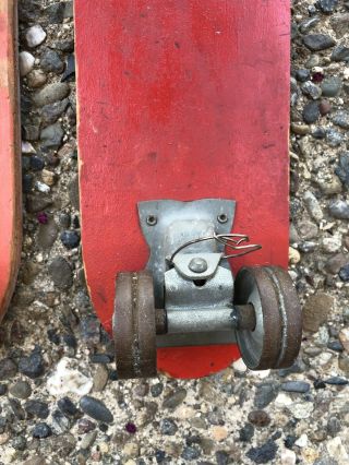 3 Vintage Red Wooden Roller Derby / Skate N Glide Skateboards 6