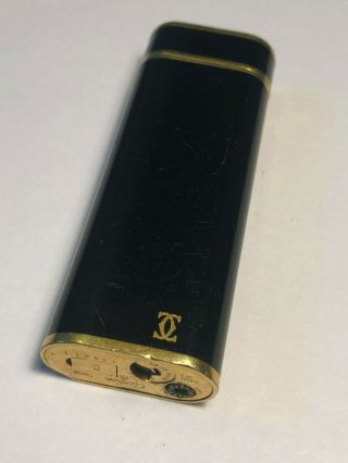 Vintage Cartier Black Enamel Lighter Plaque Or G Swiss Made 11601 T For Repair