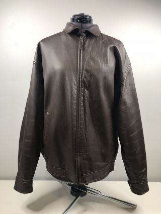 Mens $650 Polo Ralph Lauren Leather Windbreaker Jacket Coat Blazer Shirt Brown