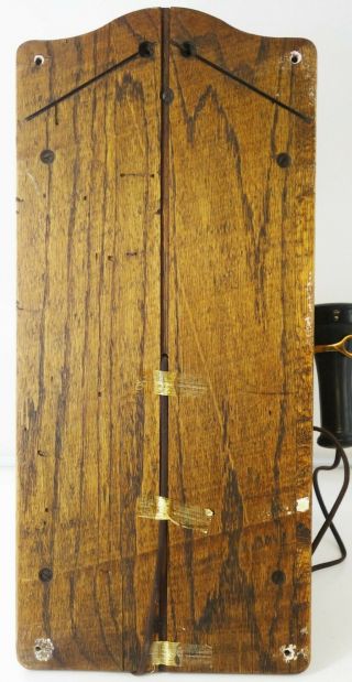 Antique Kellogg Switchboard & Supply Chicago Oak Hand Crank Wall Telephone AS - IS 12