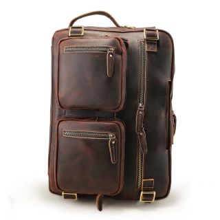 Men Vintage Leather Backpack 16 " Laptop Briefcase Travel Hiking Shoulder Bag