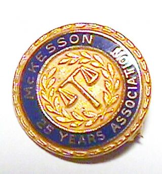 Vintage 14k Gold Enamel Mckesson 25 Years Association Lapel Pin 2.  5 Gr No Scrap
