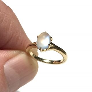 Vintage Moonstone Cabochon 14k Gold Ring Sz 3 Long Claw Prongs Victorian Revival