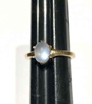 Vintage Moonstone Cabochon 14k Gold Ring Sz 3 Long Claw Prongs Victorian Revival 2