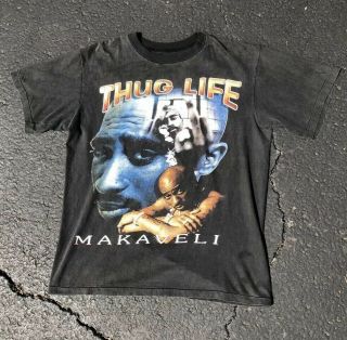 Rare Vintage 2pac Tupac Shakur Rap Tee Shirt Size L Bootleg Thug Life 90’s