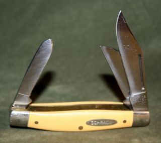 Vintage Schrade Walden Medium Stockman Knife Yellow